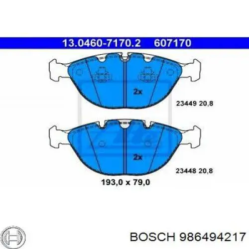 986494217 Bosch Передні гальмівні колодки
