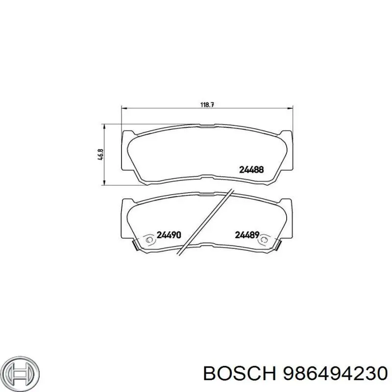 986494230 Bosch Колодки гальмівні задні, дискові