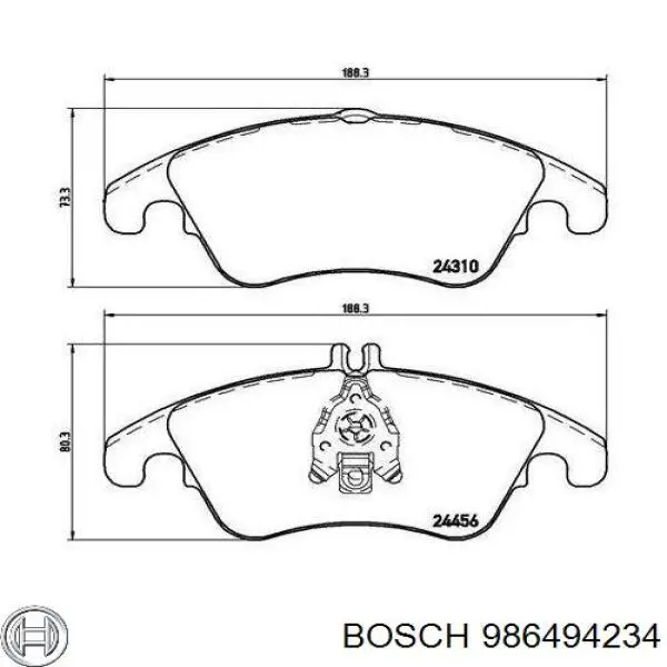 986494234 Bosch колодки гальмівні передні, дискові