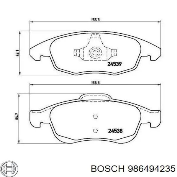 Гальмівні колодки Bosch 986494235 ціна, від 19.53 USD