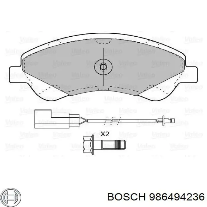 986494236 Bosch Передні гальмівні колодки