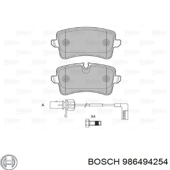 986494254 Bosch колодки гальмові задні, дискові