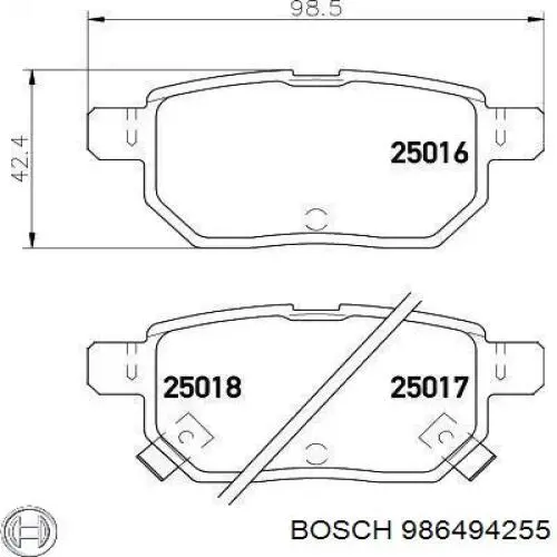 Колодки гальмові задні, дискові 986494255 Bosch