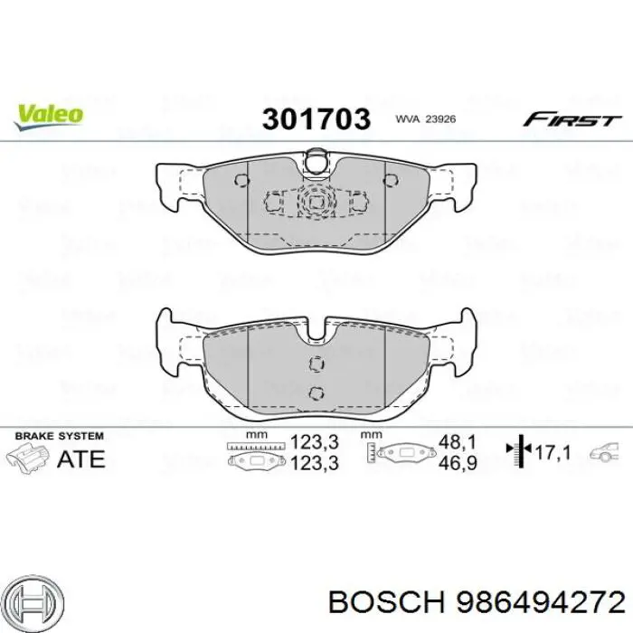 Купити 986494272 Bosch Задні колодки