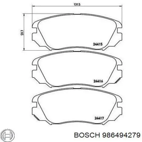 Купити 986494279 Bosch Колодки гальмівні передні, дискові