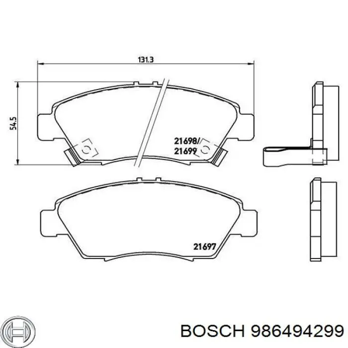 Передні тормозні колодки 986494299 Bosch