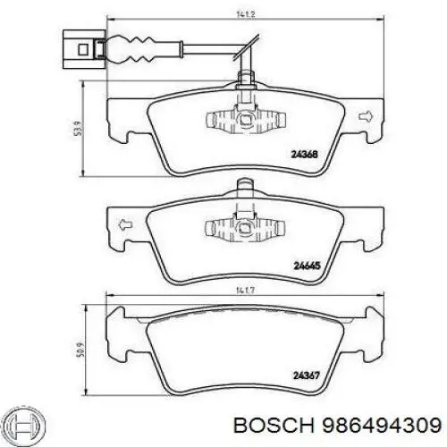 Купити 986494309 Bosch Задні колодки