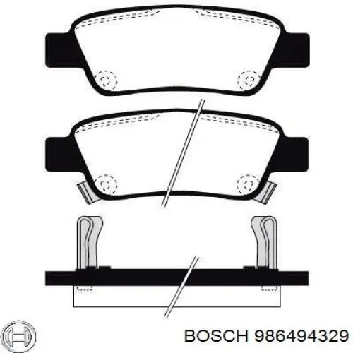 986494329 Bosch Колодки гальмівні задні, дискові