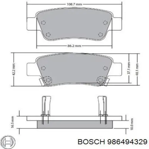 Купити 986494329 Bosch Задні колодки