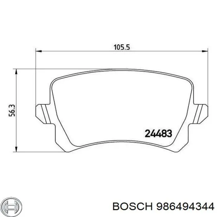 986494344 Bosch Колодки гальмівні задні, дискові