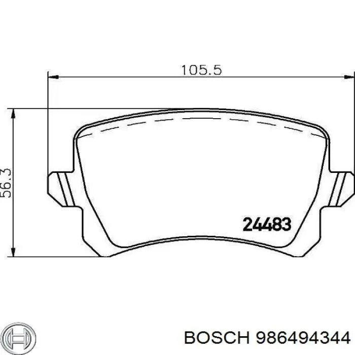 Задні гальмівні колодки 986494344 Bosch