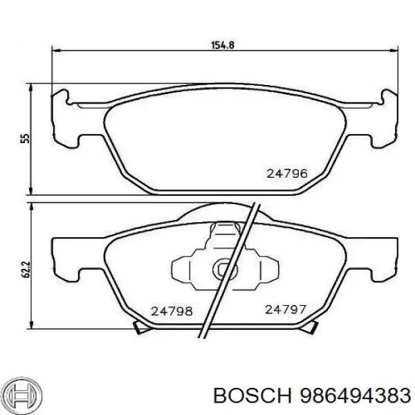 986494383 Bosch колодки гальмівні передні, дискові