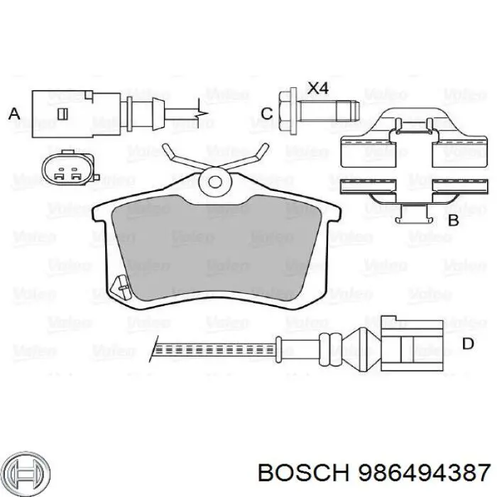 Задні гальмівні колодки Bosch 986494387 ціна, від 21.42 USD
