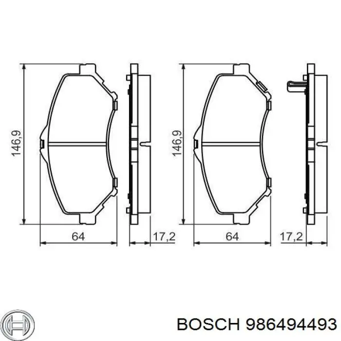 986494493 Bosch Передні гальмівні колодки