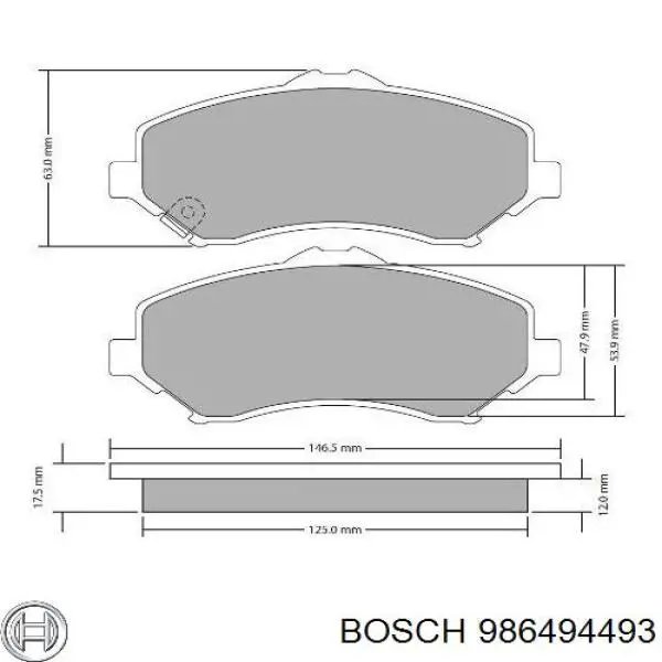 986494493 Bosch колодки гальмівні передні, дискові