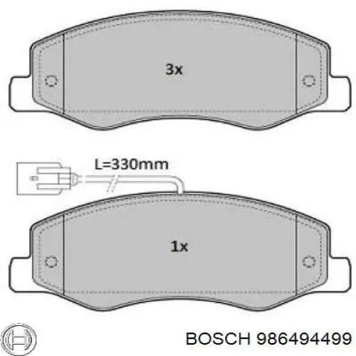 986494499 Bosch колодки гальмові задні, дискові