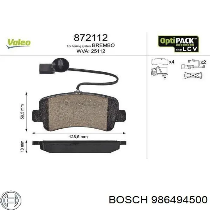 Задні гальмівні колодки Bosch 986494500 ціна, від 25.68 USD