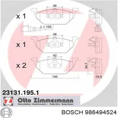 Гальмівні колодки Bosch 986494524 ціна, від 22.02 USD