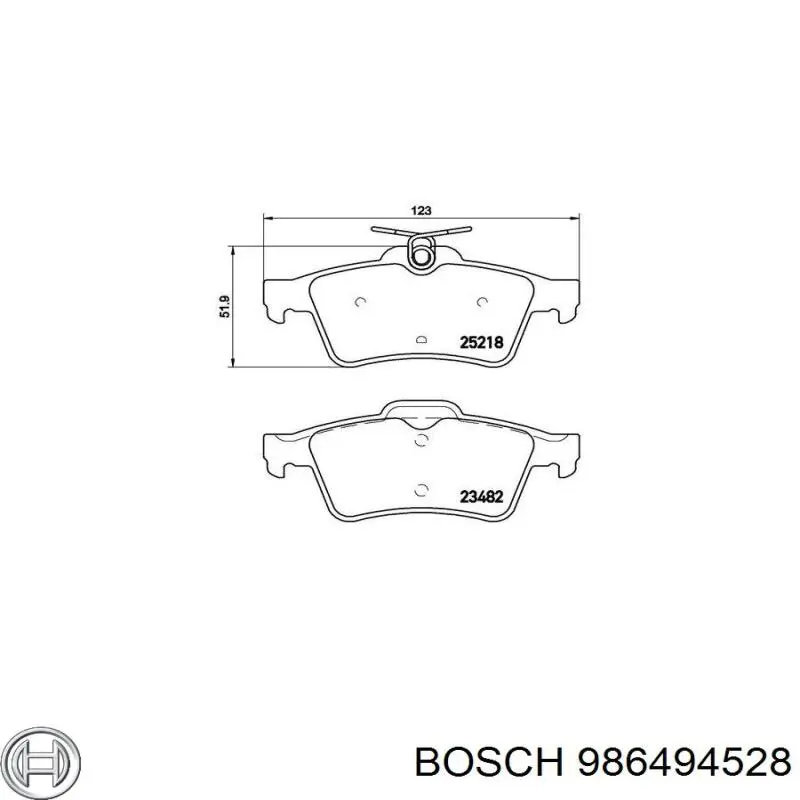 Купити 986494528 Bosch Задні колодки