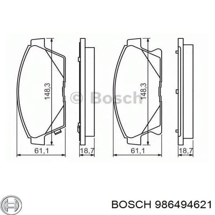 Купити 986494621 Bosch Задні колодки