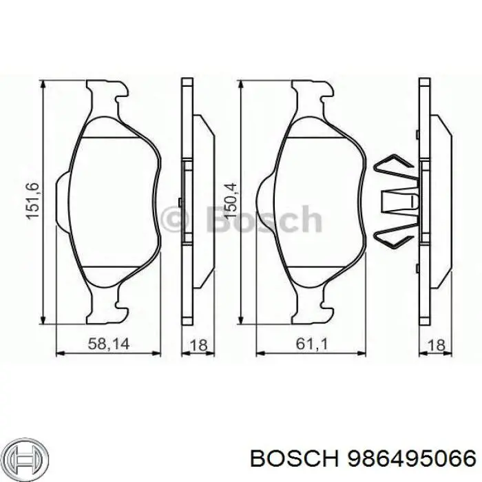 Колодки гальмівні передні, дискові 986495066 Bosch