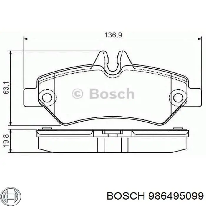 986495099 Bosch колодки гальмові задні, дискові