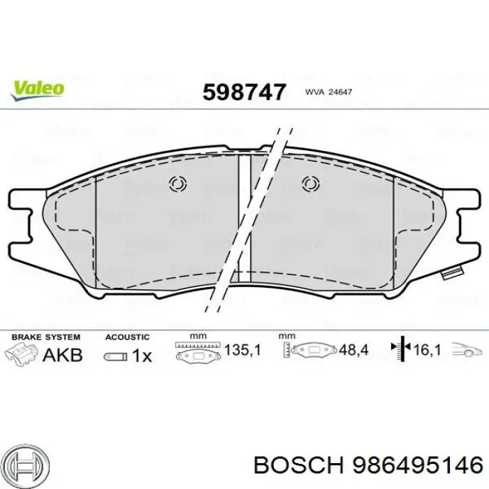 Колодки гальмівні передні, дискові 986495146 Bosch