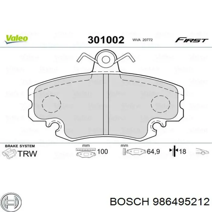Передні тормозні колодки 986495212 Bosch