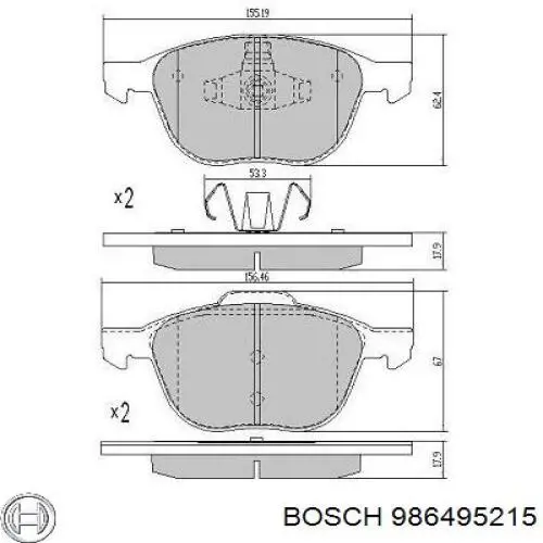 986495215 Bosch колодки гальмівні передні, дискові