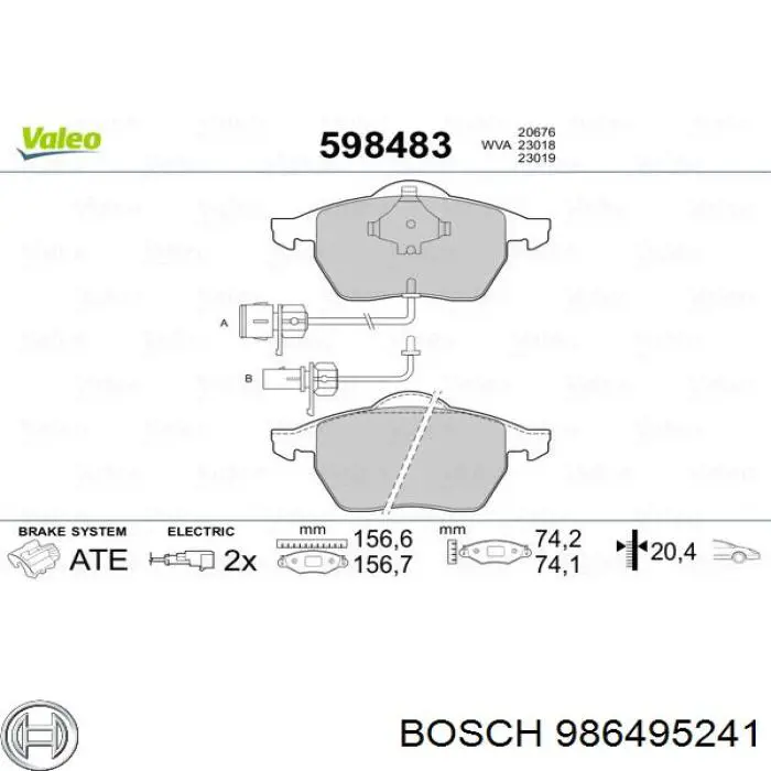 Купити 986495241 Bosch Колодки гальмівні передні, дискові