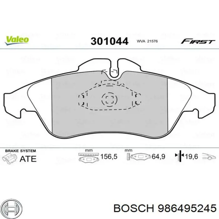 986495245 Bosch Передні гальмівні колодки