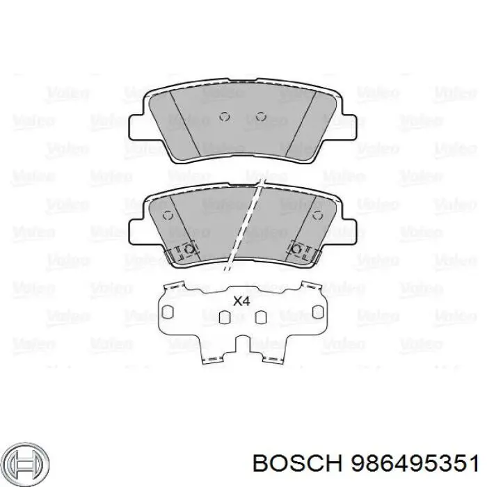 986495351 Bosch колодки гальмові задні, дискові