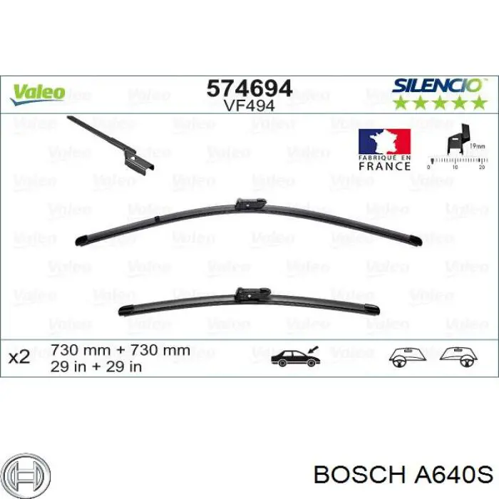 Щітки склоочисника A640S Bosch
