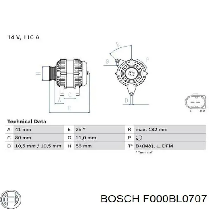 F000BL0707 Bosch Авто генератор