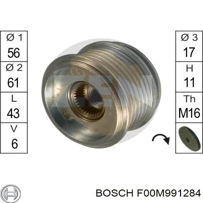 F00M991284 Bosch Обгонна муфта генератора