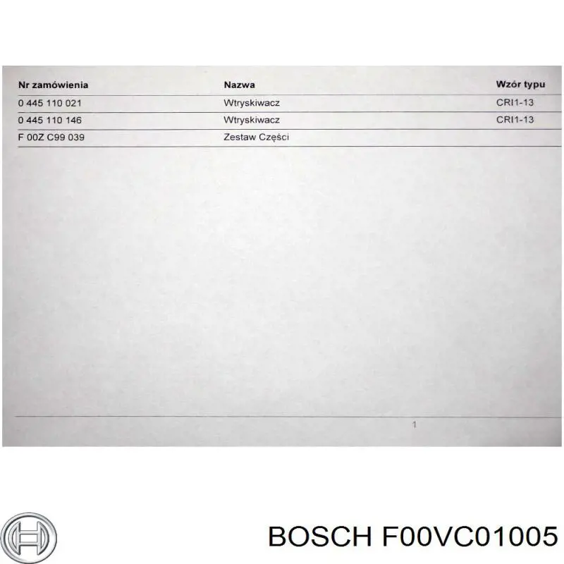 Клапан форсунки F00VC01005 Bosch