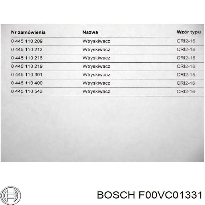 F00VC01331 Bosch Клапан форсунки