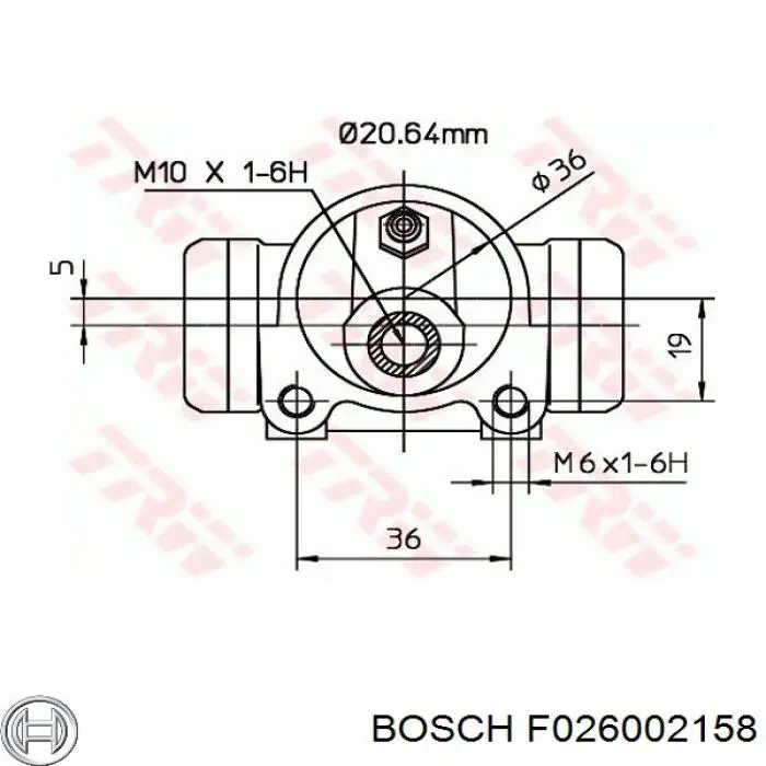 Купити F026002158 Bosch Циліндр гальмівний колісний/робітник, задній