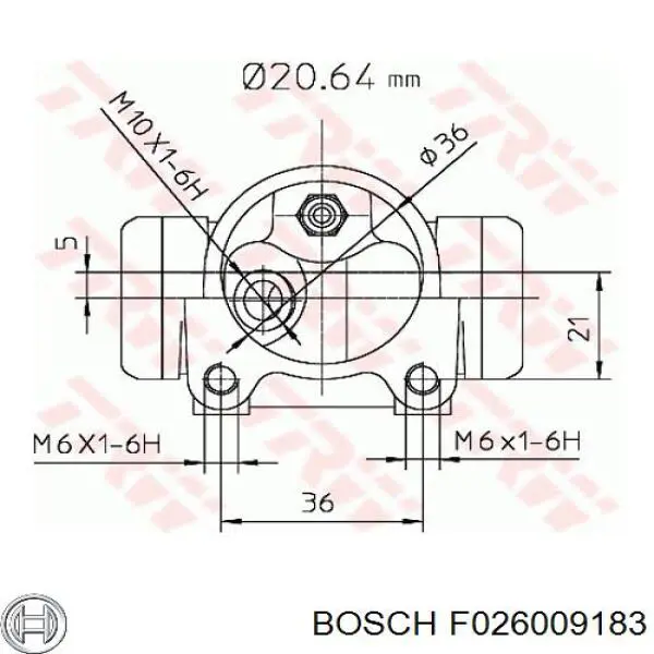 Циліндр гальмівний колісний/робітник, задній F026009183 Bosch