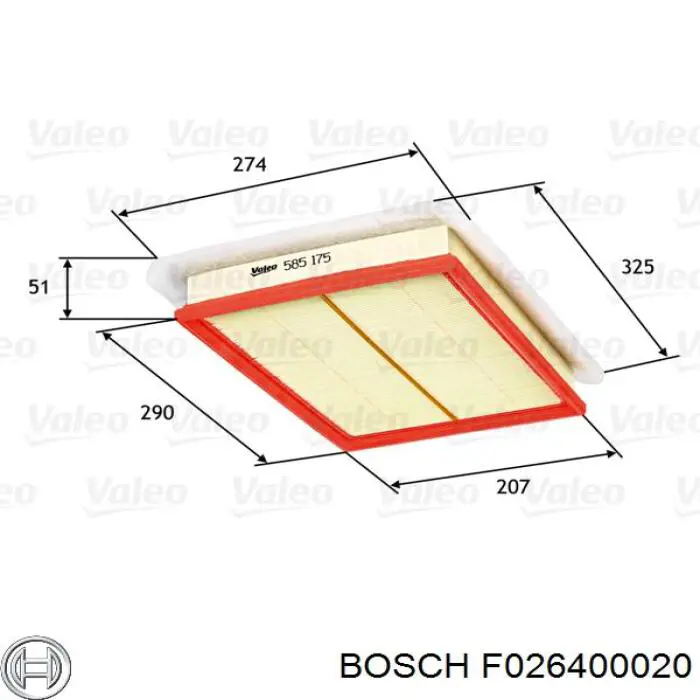 F026400020 Bosch Повітряний фільтр двигуна