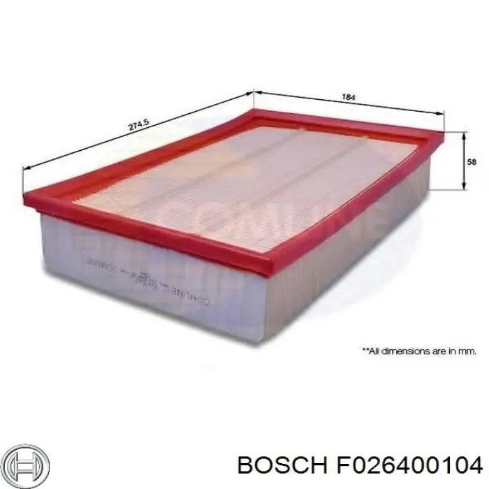 Елемент повітряного фільтра Bosch F026400104 ціна, від 10.60 USD