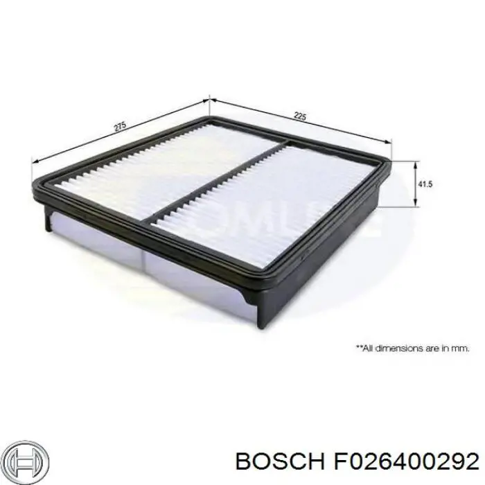 F026400292 Bosch Повітряний фільтр двигуна
