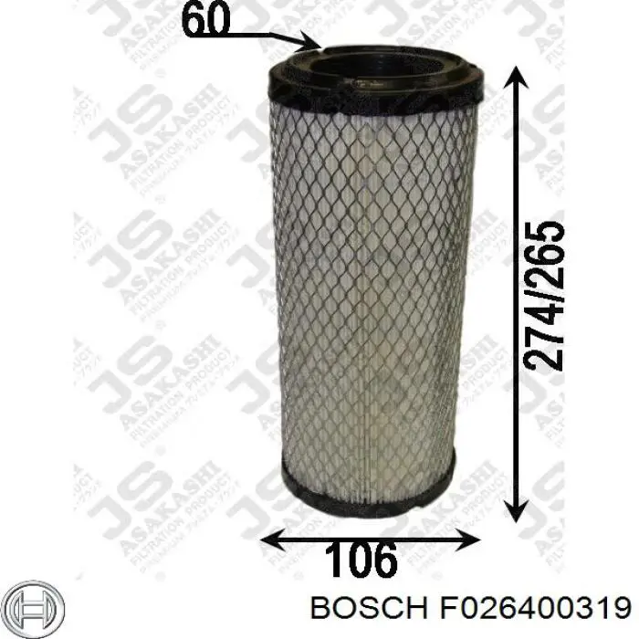 Фільтр повітряний F026400319 Bosch