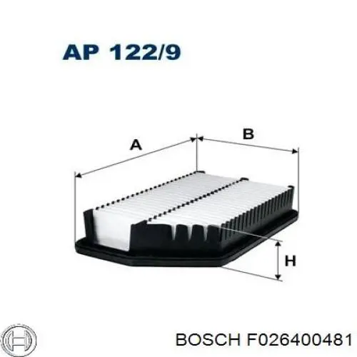Купити F026400481 Bosch Автомобільний фільтр повітря