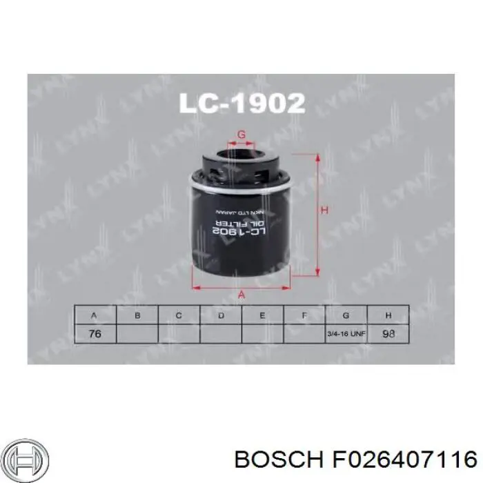 F026407116 Bosch Фільтр масла