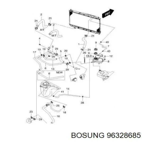 96328685 Bosung шланг/патрубок радіатора охолодження, нижній