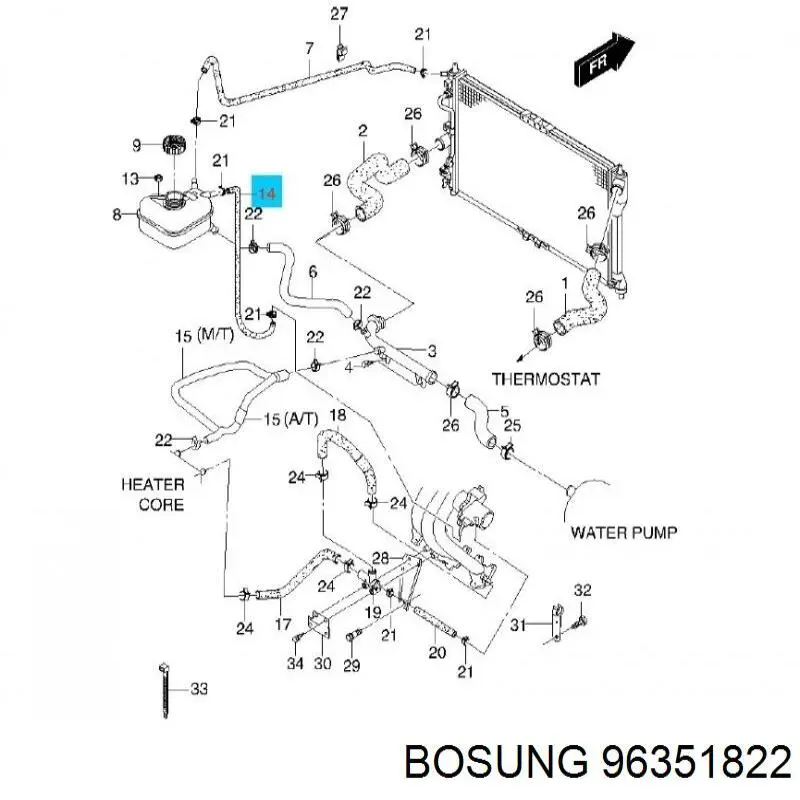 96351822 Bosung Шланг (патрубок) обігріву дросельної заслінки