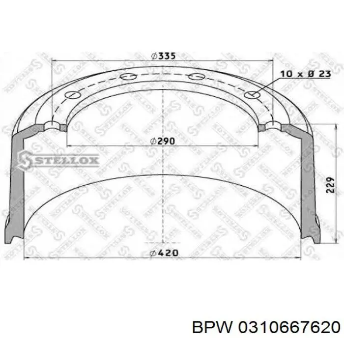 Барабан гальмівний задній 0310667620 BPW