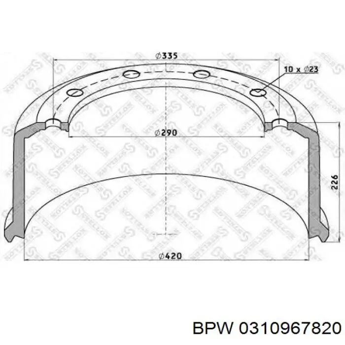 Барабан гальмівний задній BPW 0310967820 ціна, від 94.73 USD