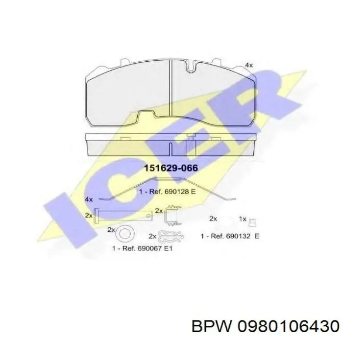 Колодки гальмові задні, дискові 0980106430 BPW